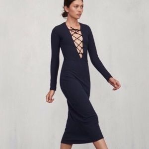 Reformation Edison Midi Dress in Navy